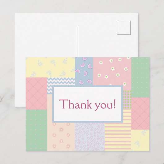 Pastel Patchwork Postkarte (Vorne/Hinten)