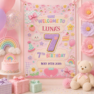 Pastel-Patchwork-Regenbogen-7. Geburtstagsfeier Mä Banner