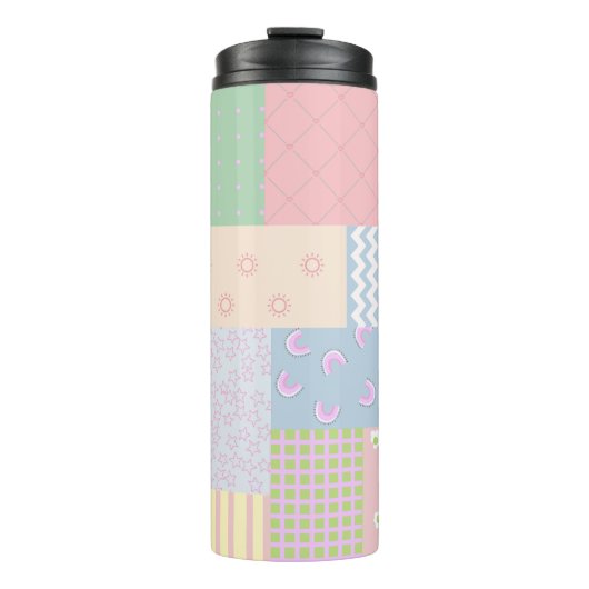 Pastel Patchwork Thermosbecher (Vorderseite)