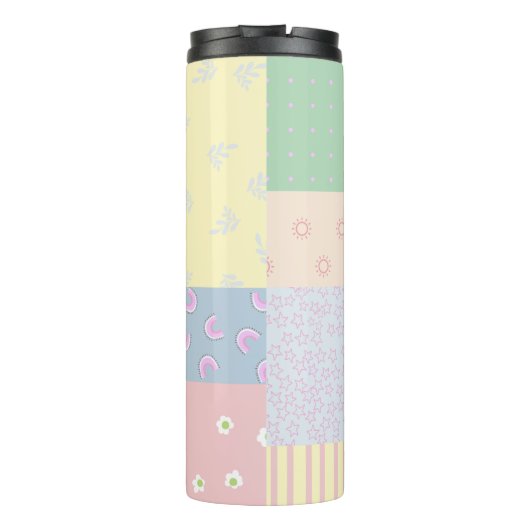 Pastel Patchwork Thermosbecher (Rückseite)