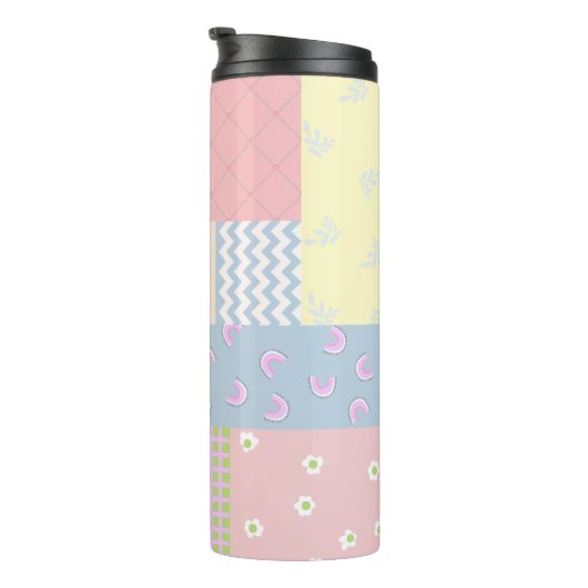 Pastel Patchwork Thermosbecher (Nach rechts gedreht)