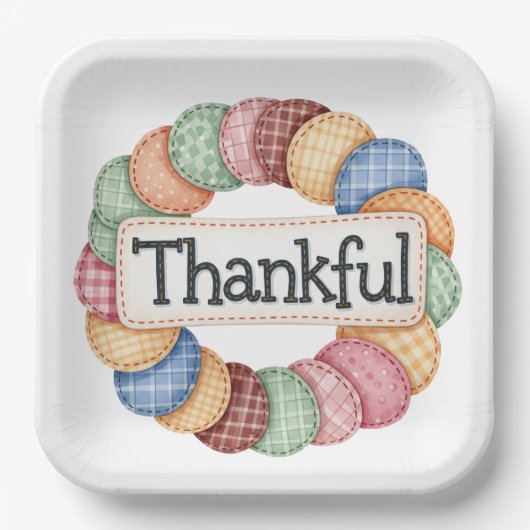 PASTEL PATCHWORT FALL AUTUMN DANKFUL PAPPTELLER (Vorderseite)