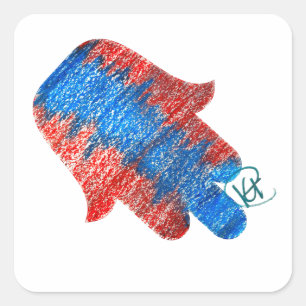 Pastel Patriotic Hamsa Art Quadratischer Aufkleber