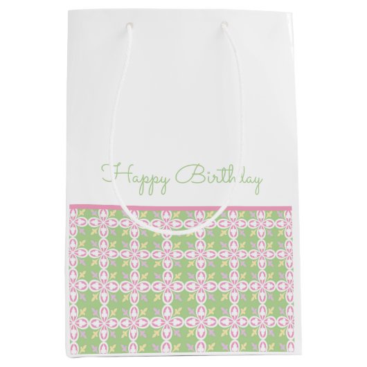 Pastel Pattern Frühlingsfarben Happy Birthday Swee Mittlere Geschenktüte (Vorderseite)