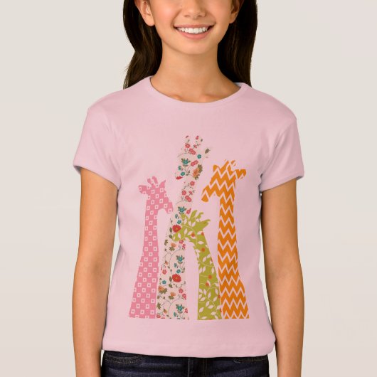 Pastel Pattern Giraffes Girl's Babydoll T Shirts (Vorderseite)