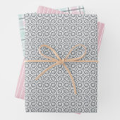 Pastel Pattern of Gray, Mint, Pink Plaid & Stripes Geschenkpapier Set (Beispiel)