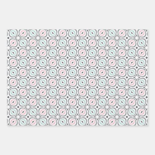 Pastel Pattern of Gray, Pink, Mint Geometric Shape Geschenkpapier Set (Vorderseite)