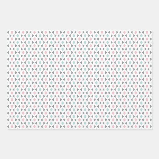 Pastel Pattern of Gray, Pink, Mint Retro Shapes Geschenkpapier Set (Vorderseite 2)