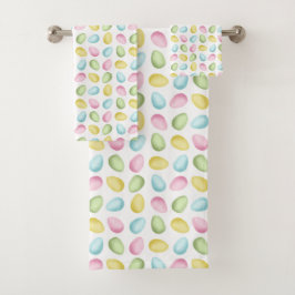 Pastel Pattern Of Watercolor Easter Eggs Badhandtuch Set