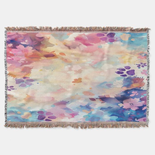 Pastel Paw Print Throw Blanket A Gentle Hug Decke (Vorderseite)