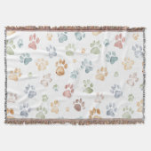 Pastel Paw Print Throw Blanket Cozy Bloom  Decke (Vorderseite)