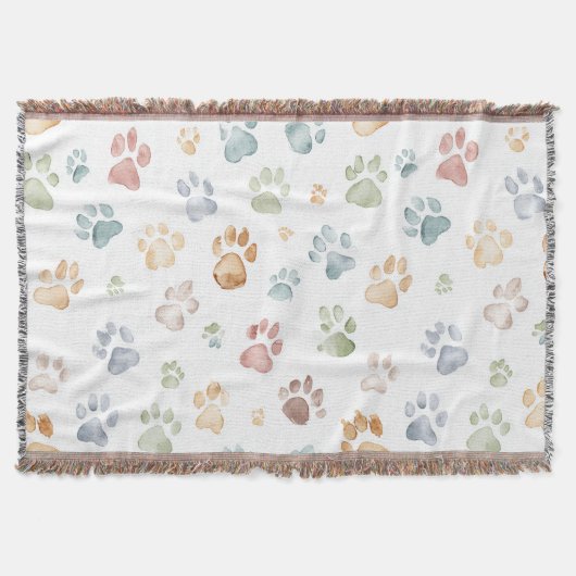 Pastel Paw Print Throw Blanket Cozy Bloom Decke (Vorderseite)