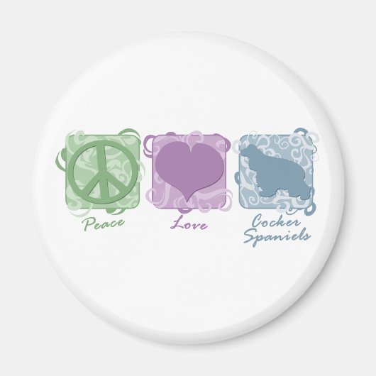 Pastel Peace, Liebe und Cocker-Spaniels Magnet (Vorne)
