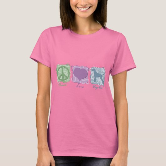 Pastel Peace, Liebe und Vizslas T-Shirt (Vorderseite)
