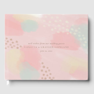 Pastel Peach Abstrakt Art Wedding Gästebuch