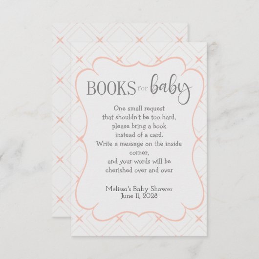 Pastel Peach and Cream Geometric Books for Baby Begleitkarte (Vorne/Hinten)