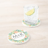 Pastel Peach Blume Wreath Wedding Design Untersetzer (Seite)