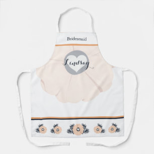 Pastel Peach Botanische Bridesmaid Hochzeitsfeier  Schürze