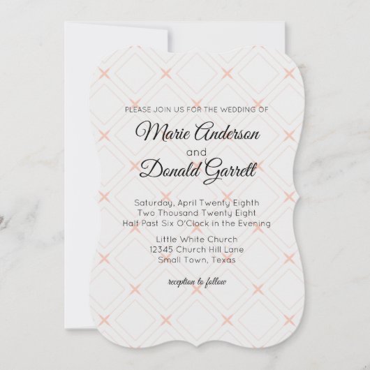 Pastel Peach Cream Geometric Wedding Einladung (Vorderseite)