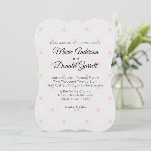Pastel Peach Cream Geometric Wedding Einladung (Stehend Vorderseite)
