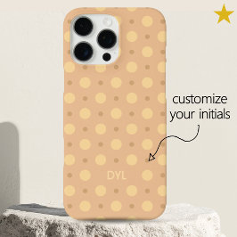 Pastel Peach Dots Pattern Custom Name Initials iPhone 16 Pro Max Hülle