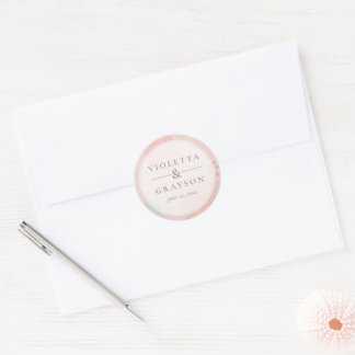Pastel Peach Dreamy Abstrakt Art Wedding Runder Aufkleber
