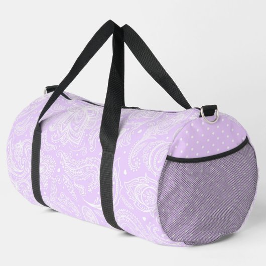 PASTEL PEACH ELABORATE PAISLEY PATTERN & DOTS DUFFLE BAG (Rechte Ecke)