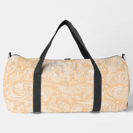 PASTEL PEACH ELABORATE PAISLEY PATTERN & DOTS DUFFLE BAG