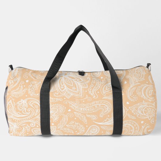 PASTEL PEACH ELABORATE PAISLEY PATTERN & DOTS DUFFLE BAG (Rückseite)