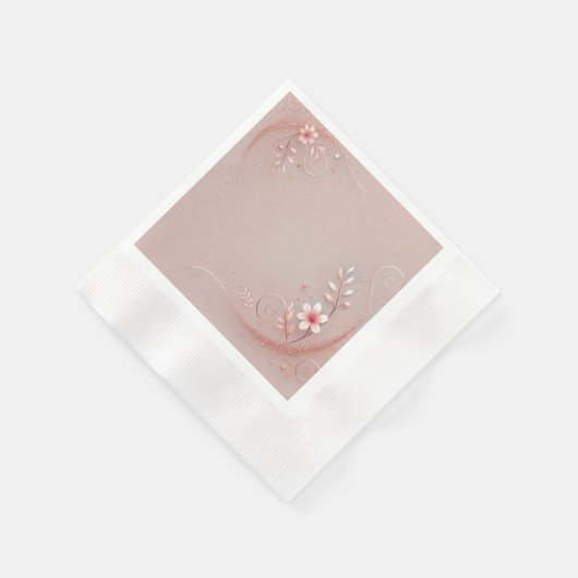 Pastel Peach floral Motif Design Serviette (Ecke)