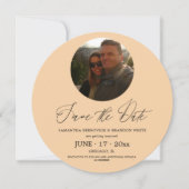 Pastel Peach Foto Save the Date Runde Einladung (Vorderseite)