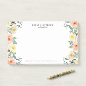 Pastel Peach Garden Blume Grenze Post-it Klebezettel (Auf Schreibtisch)