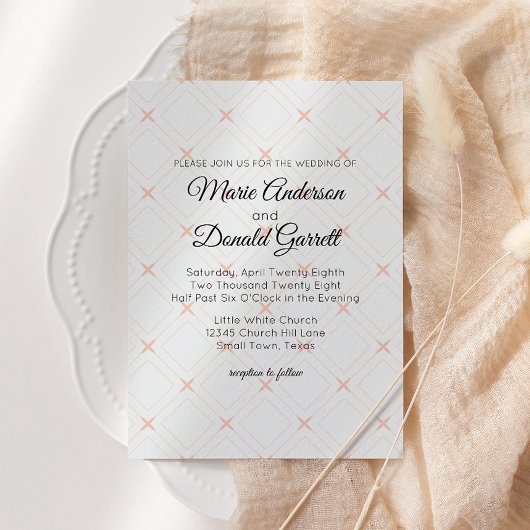 Pastel Peach Geometric Cream Wedding Einladung