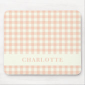 Pastel Peach Gingham Buffalo Karo Kariert Name Mousepad (Vorne)