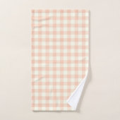 Pastel Peach Gingham Buffalo Karo Kariertes Muster Badhandtuch Set (Handtuch)