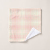 Pastel Peach Gingham Buffalo Karo Kariertes Muster Badhandtuch Set (Waschlappen)