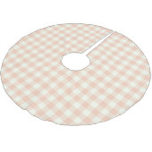 Pastel Peach Gingham Buffalo Karo Kariertes Muster Polyester Weihnachtsbaumdecke (Schrägansicht)