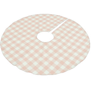 Pastel Peach Gingham Buffalo Karo Kariertes Muster Polyester Weihnachtsbaumdecke