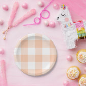 Pastel Peach Gingham Kariert Pattern Pappteller (Party)