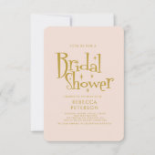 Pastel Peach Golden Champagne Brautparty Einladung (Vorderseite)