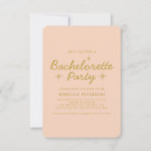 Pastel Peach Golden Typografy Junggeselinnen-Absch Einladung (Vorderseite)