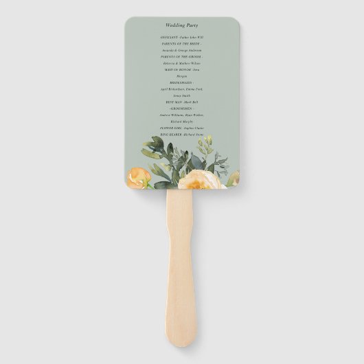PASTEL PEACH GRAY PEONY FLORAL WEDDING PROGRAMM FÄCHER (Rückseite)