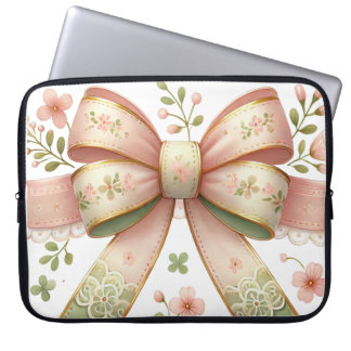 PASTEL PEACH & GREEN IRISH THEMA BOW LAPTOPSCHUTZHÜLLE