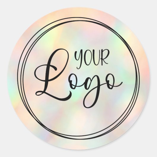 Pastel Peach Holographic Gradient Logo Runder Aufkleber (Vorderseite)