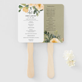 PASTEL PEACH KRAFT PEONY FLORAL WEDDING PROGRAMM FÄCHER