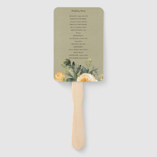 PASTEL PEACH KRAFT PEONY FLORAL WEDDING PROGRAMM FÄCHER (Rückseite)