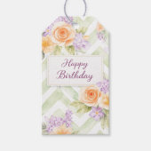 Pastel Peach Lavender Floral Sage Chevron Geschenkanhänger (Vorderseite)