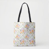 Pastel Peach Lavender Floral Sage Chevron Tote Bag Tasche (Vorderseite)