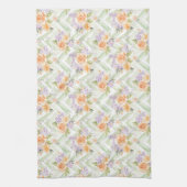 Pastel Peach Lavender Sage Floral Kitchen Towel Geschirrtuch (Vertikal)