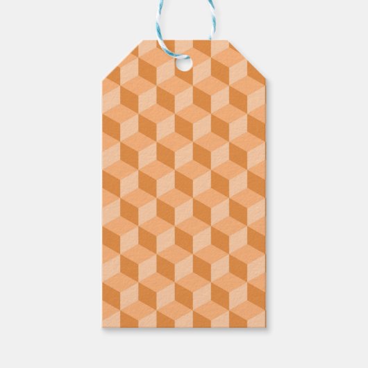 PASTEL PEACH ORANGE GEOMETRIC CUBE PATTERS GESCHENKANHÄNGER (Vorderseite)